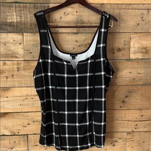 Torrid Black and White Checkered Tank Top